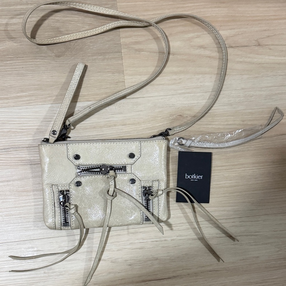 Botkier Beige Crossbody Bag with Zipper Accents